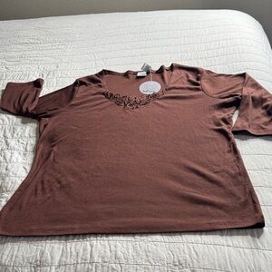 Extra Touch Brown Long Sleeve Top